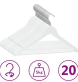 VidaXL 20-delige Kledinghangerset anti-slip hardhout wit