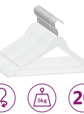 VidaXL 20-delige Kledinghangerset anti-slip hardhout wit