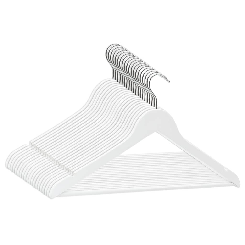 VidaXL 20-delige Kledinghangerset anti-slip hardhout wit