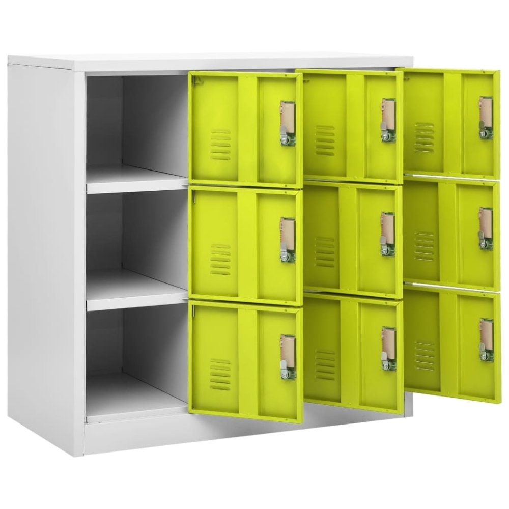 vidaXL Lockerkast 90x45x92,5 cm staal lichtgrijs en groen