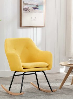 VidaXL Schommelstoel stof mosterdgeel