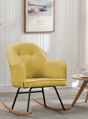 VidaXL Schommelstoel fluweel mosterdgeel