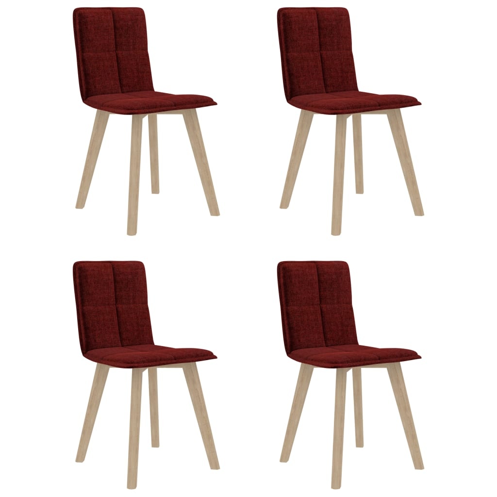 VidaXL Eetkamerstoelen 4 st stof wijnrood