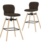 vidaXL Barstoelen draaibaar 2 st stof bruin