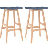 VidaXL Barkrukken 2 st stof blauw