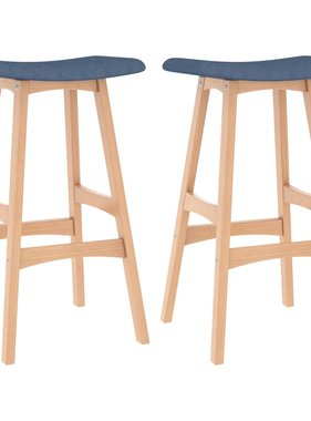 VidaXL Barkrukken 2 st stof blauw