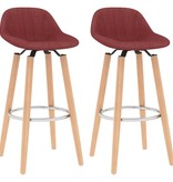 VidaXL Barstoelen 2 st stof wijnrood