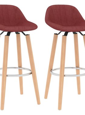 VidaXL Barstoelen 2 st stof wijnrood