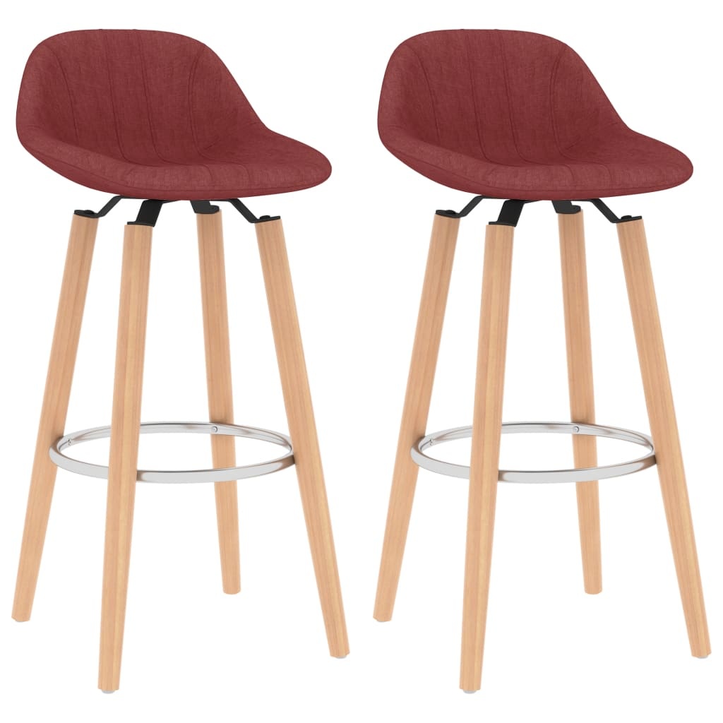 VidaXL Barstoelen 2 st stof wijnrood