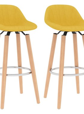 VidaXL Barstoelen 2 st stof mosterdgeel