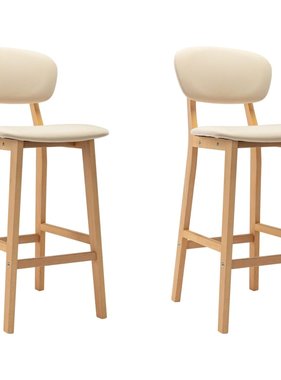 VidaXL Barstoelen 2 st stof crème