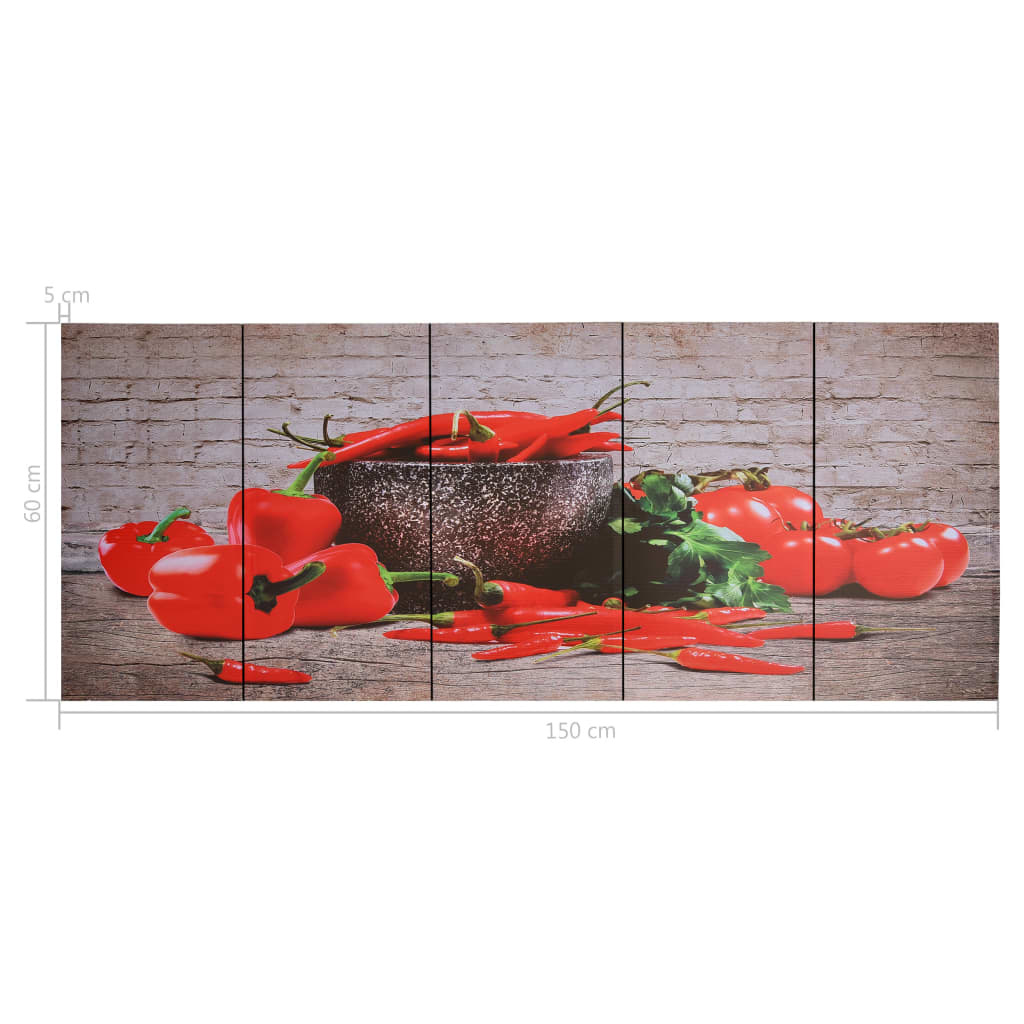 VidaXL Wandprintset paprika 150x60 cm canvas meerkleurig