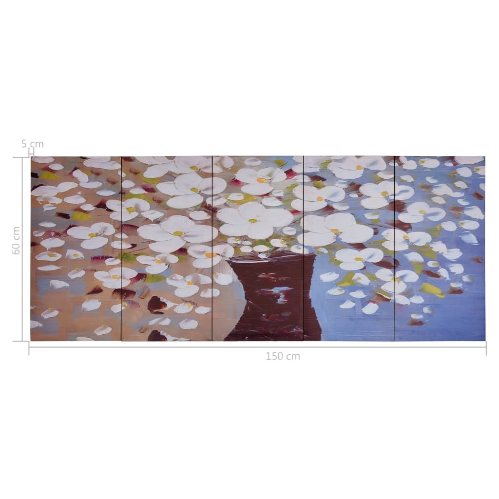 VidaXL Wandprintset bloemen in vaas 150x60 cm canvas meerkleurig