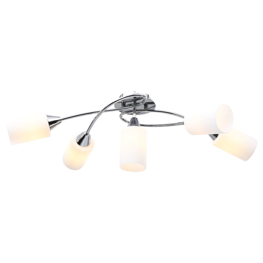 VidaXL Plafondlamp met keramieken cilindervormige kappen 5xE14 wit