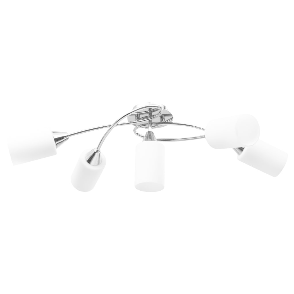 VidaXL Plafondlamp met keramieken cilindervormige kappen 5xE14 wit