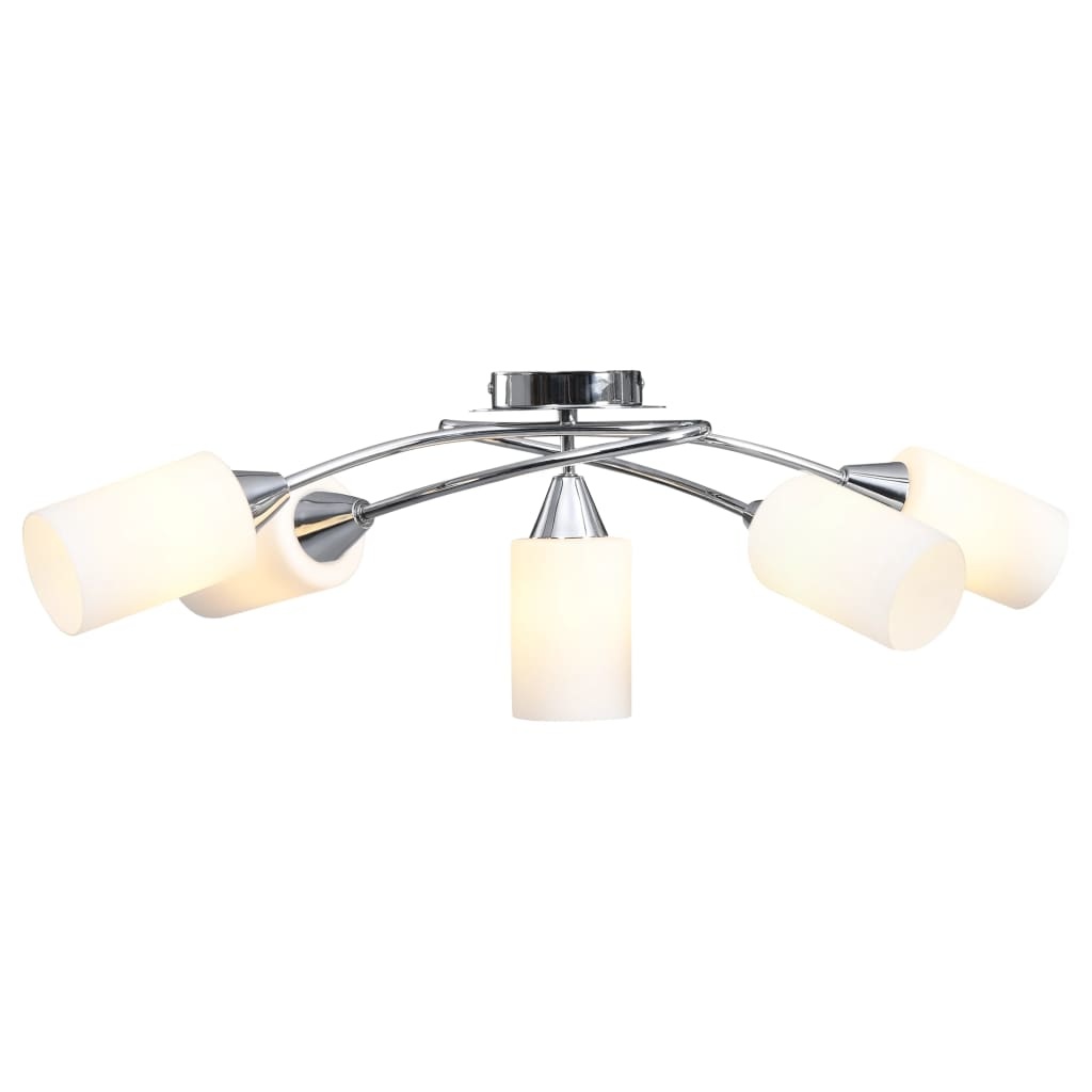 VidaXL Plafondlamp met keramieken cilindervormige kappen 5xE14 wit