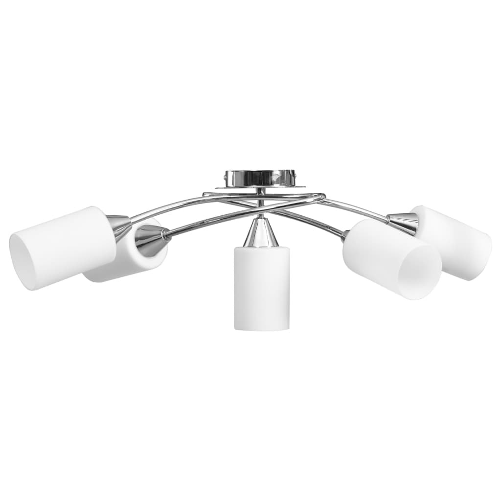 VidaXL Plafondlamp met keramieken cilindervormige kappen 5xE14 wit
