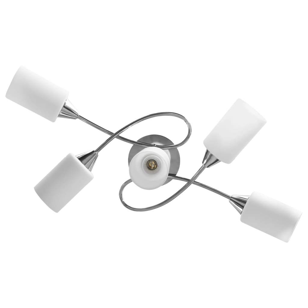 VidaXL Plafondlamp met keramieken cilindervormige kappen 5xE14 wit