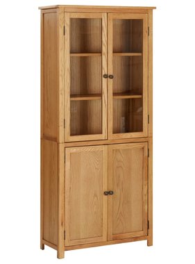 vidaXL Boekenkast met 4 deuren 80x35x180 cm massief eikenhout en glas