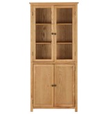 vidaXL Boekenkast met 4 deuren 80x35x180 cm massief eikenhout en glas