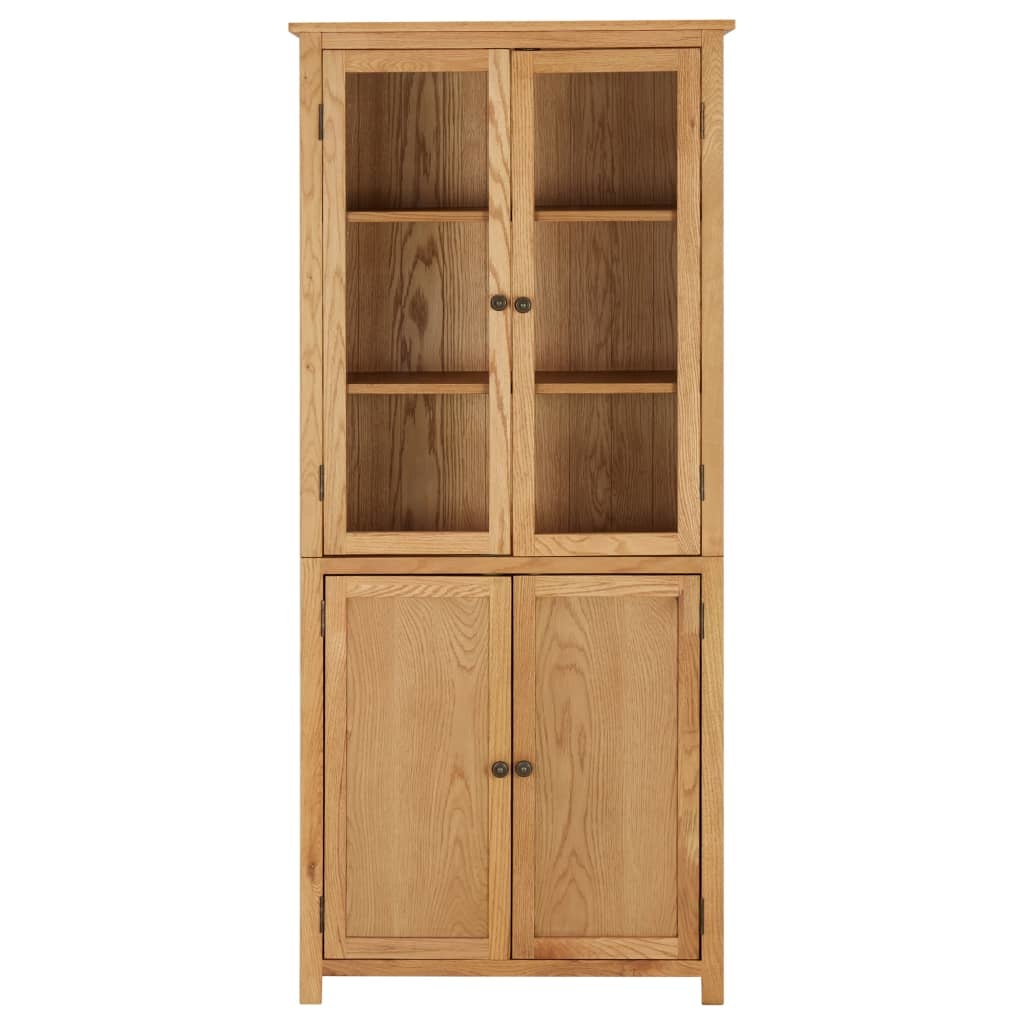 vidaXL Boekenkast met 4 deuren 80x35x180 cm massief eikenhout en glas