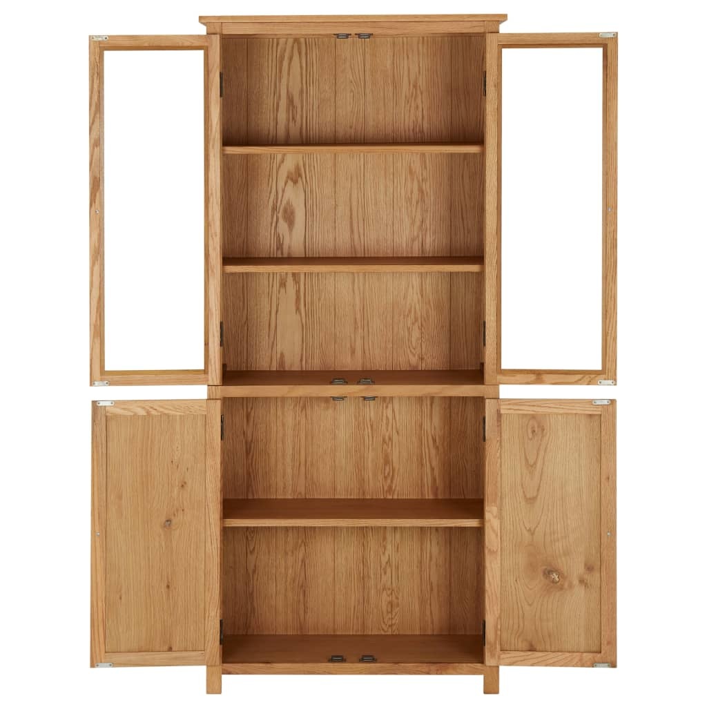 vidaXL Boekenkast met 4 deuren 80x35x180 cm massief eikenhout en glas