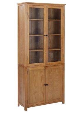 vidaXL Boekenkast met 4 deuren 90x35x200 cm massief eikenhout en glas