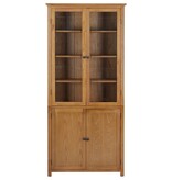 vidaXL Boekenkast met 4 deuren 90x35x200 cm massief eikenhout en glas