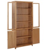 vidaXL Boekenkast met 4 deuren 90x35x200 cm massief eikenhout en glas