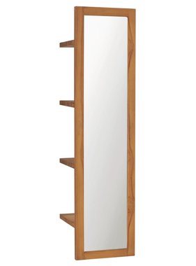 VidaXL Wandspiegel met schappen 30x30x120 cm massief teakhout