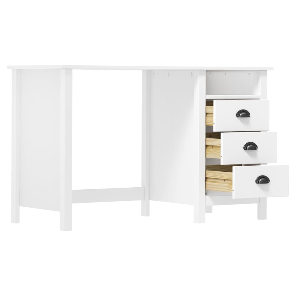 VidaXL Bureau Hill Range met 3 lades 120x50x74 cm massief grenenhout