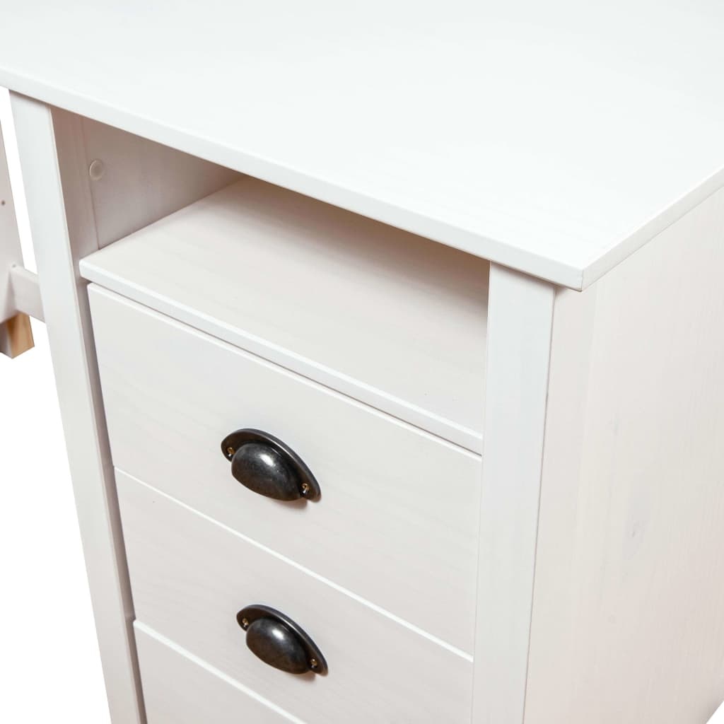 VidaXL Bureau Hill Range met 3 lades 120x50x74 cm massief grenenhout