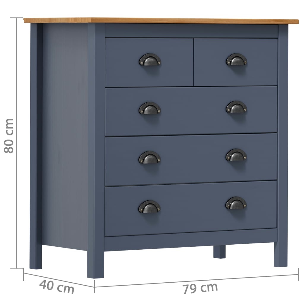 VidaXL Dressoir Hill Range 79x40x80 cm massief grenenhout grijs