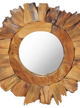 VidaXL Wandspiegel rond 40 cm teakhout
