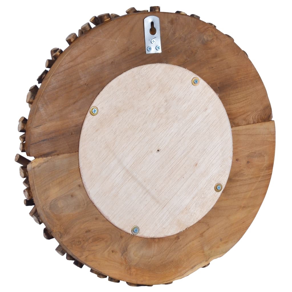 vidaXL Wandspiegel rond 40 cm teakhout