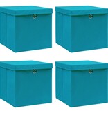 VidaXL Opbergboxen met deksels 4 st 32x32x32 cm stof babyblauw