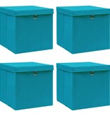 vidaXL Opbergboxen met deksels 4 st 32x32x32 cm stof babyblauw