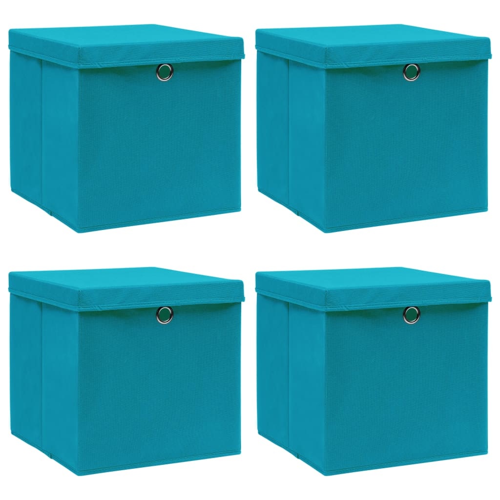 vidaXL Opbergboxen met deksels 4 st 32x32x32 cm stof babyblauw