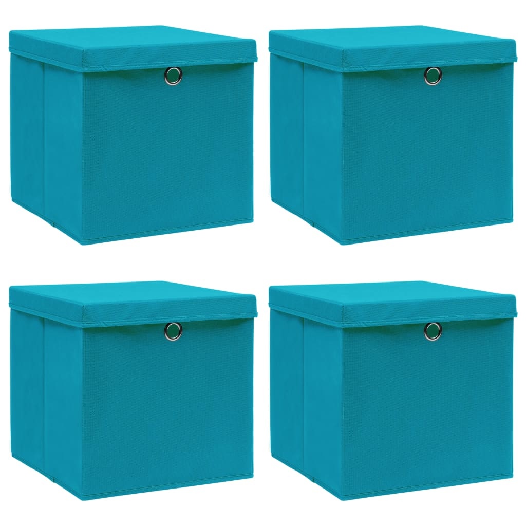 VidaXL Opbergboxen met deksels 4 st 32x32x32 cm stof babyblauw