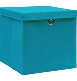 VidaXL Opbergboxen met deksels 4 st 32x32x32 cm stof babyblauw