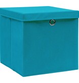 vidaXL Opbergboxen met deksels 4 st 32x32x32 cm stof babyblauw