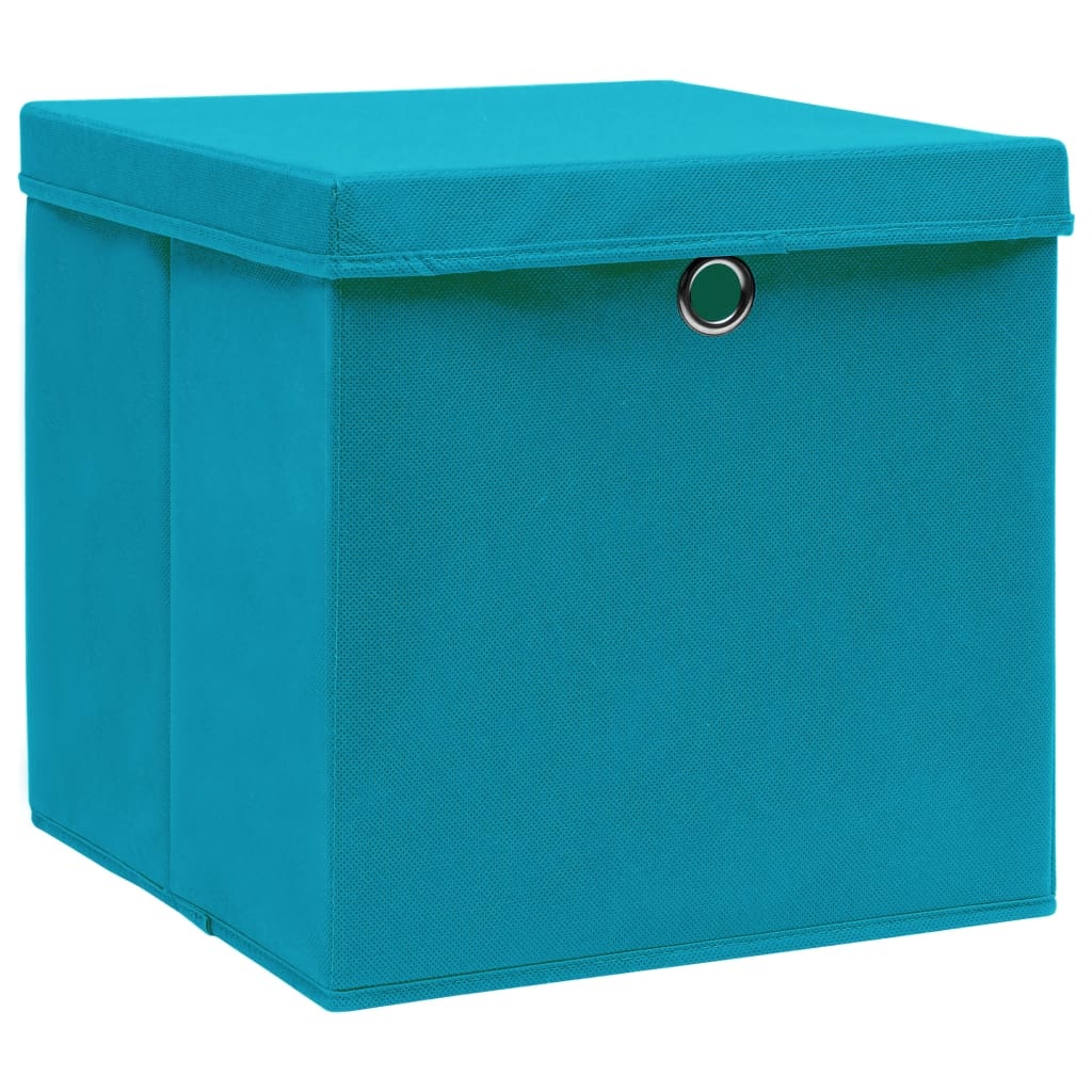 VidaXL Opbergboxen met deksels 4 st 32x32x32 cm stof babyblauw