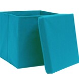 VidaXL Opbergboxen met deksels 4 st 32x32x32 cm stof babyblauw