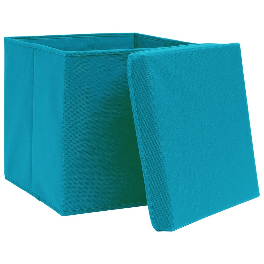 vidaXL Opbergboxen met deksels 4 st 32x32x32 cm stof babyblauw