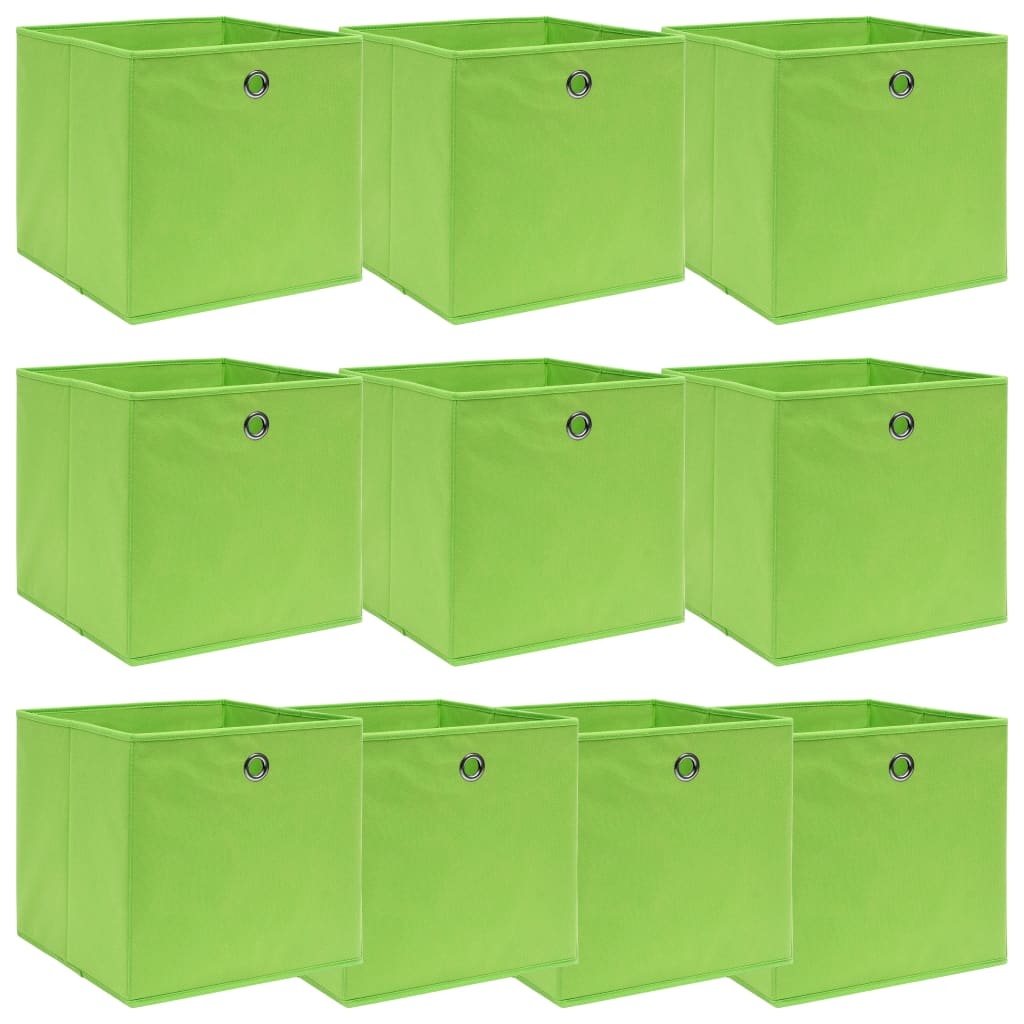 vidaXL Opbergboxen 10 st 32x32x32 cm stof groen