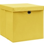 vidaXL Opbergboxen met deksels 10 st 32x32x32 cm stof geel