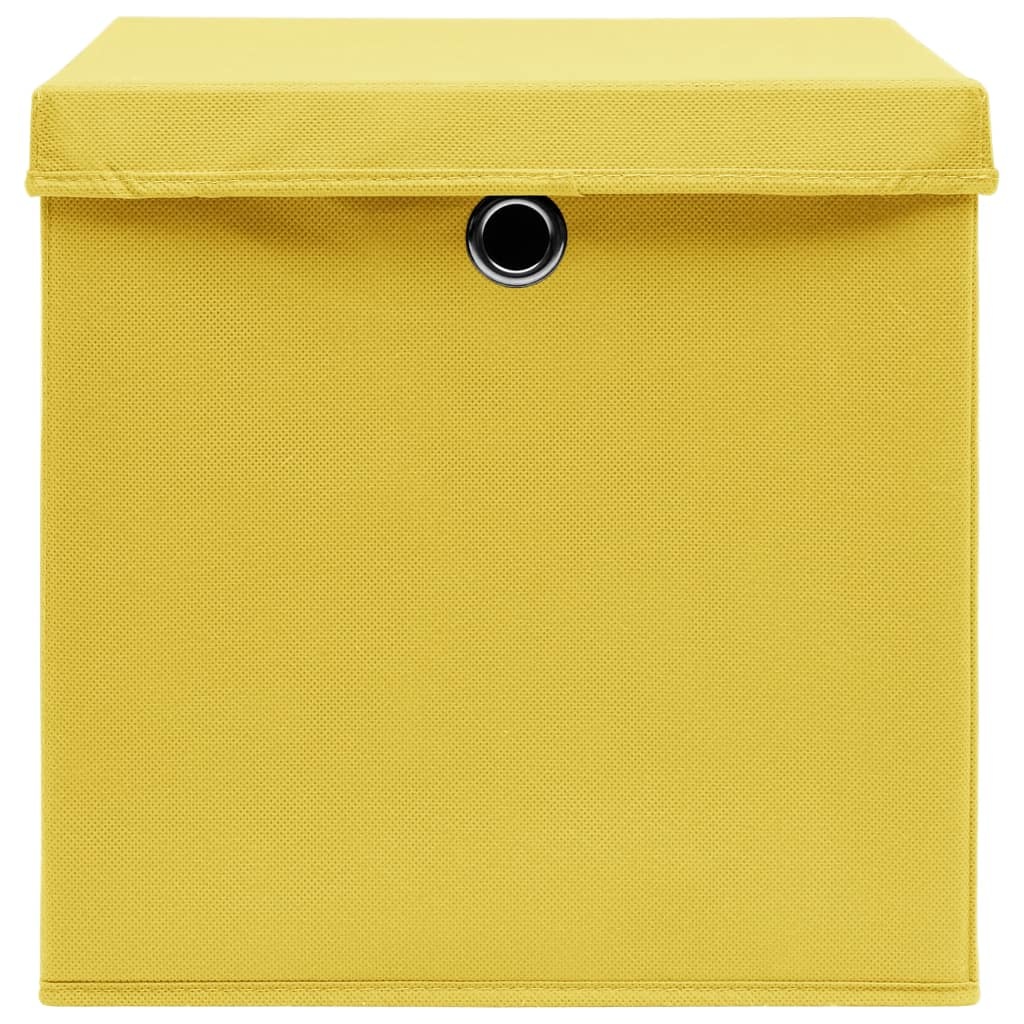VidaXL Opbergboxen met deksels 10 st 32x32x32 cm stof geel