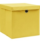 vidaXL Opbergboxen met deksels 4 st 32x32x32 cm stof geel