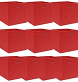 VidaXL Opbergboxen 10 st 32x32x32 cm stof rood