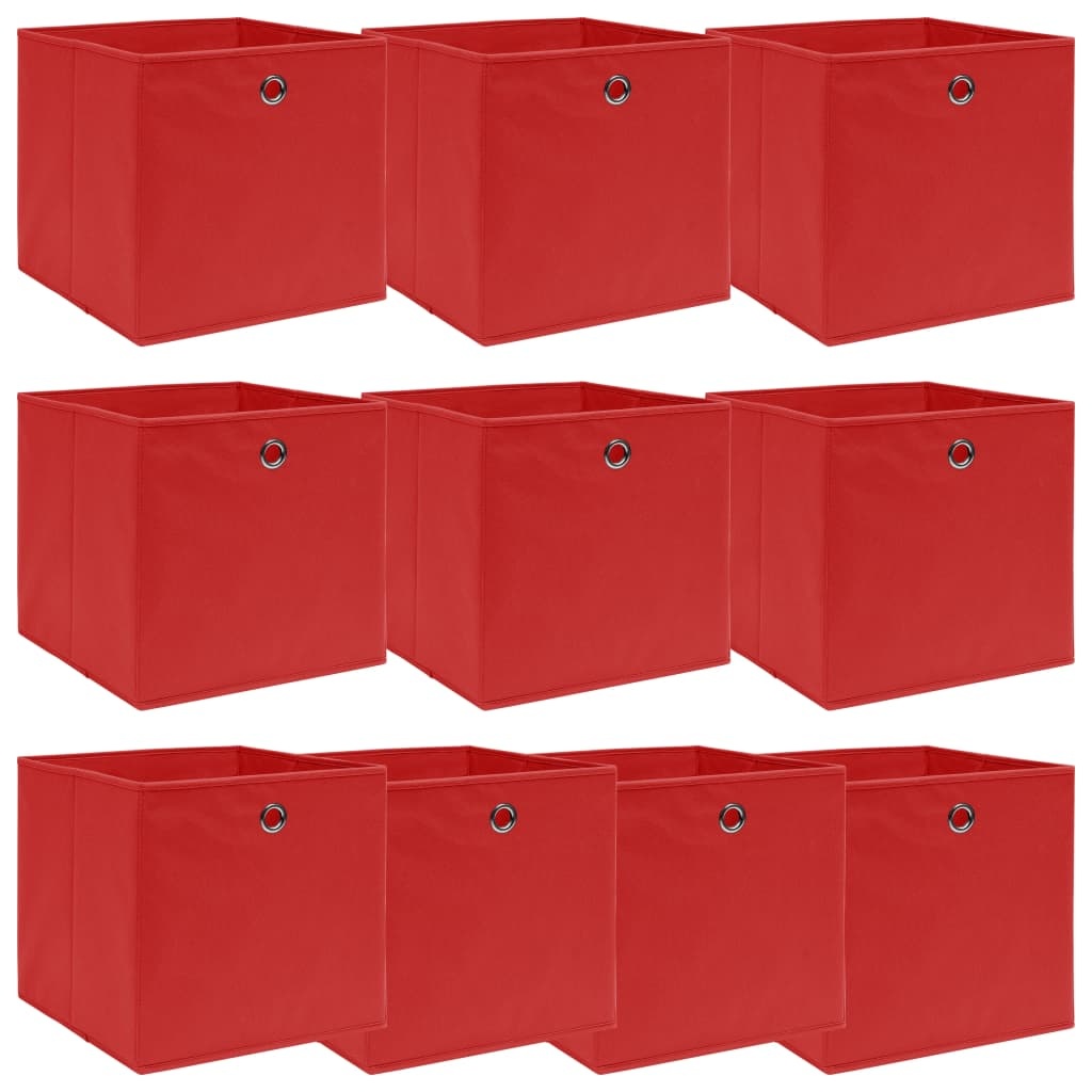 VidaXL Opbergboxen 10 st 32x32x32 cm stof rood
